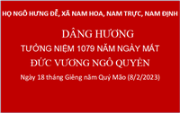 Họ Ngô thôn Hưng Đễ dâng hương tưởng niệm 1079 năm ngày mất Đức Vương Ngô Quyền